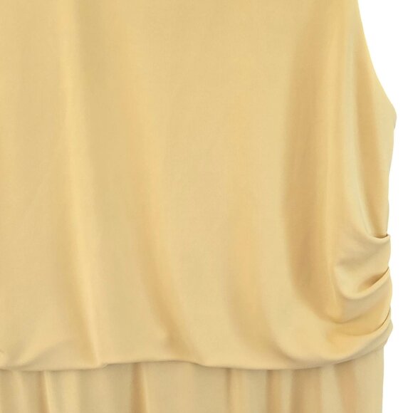 Ann Taylor Mustard Yellow Sleeveless Midi Dress Ruched Waist Detail Medium - Picture 5 of 9